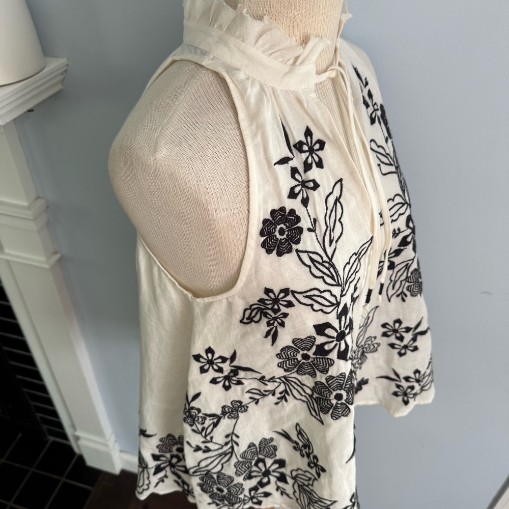 ANTHRO Tavi embroidered tank blouse with tie front, swing style by Pilcro NEW - Picture 7 of 16